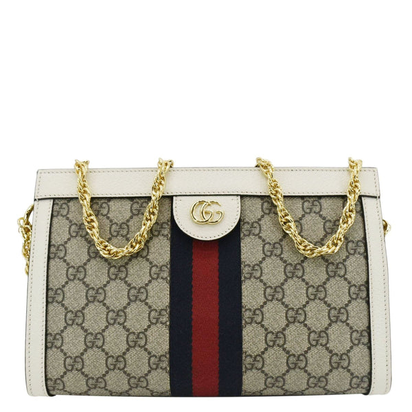 GUCCI Ophidia GG Small Supreme Canvas Chain Shoulder Bag Beige 503877