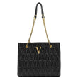 VERSACE First Line Virtus Medium Quilted Leather Tote Bag Black