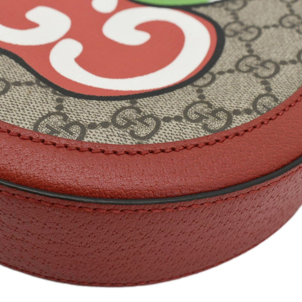 GUCCI Ophidia Apple Round GG Supreme Monogram Canvas Crossbody Bag Red 625216