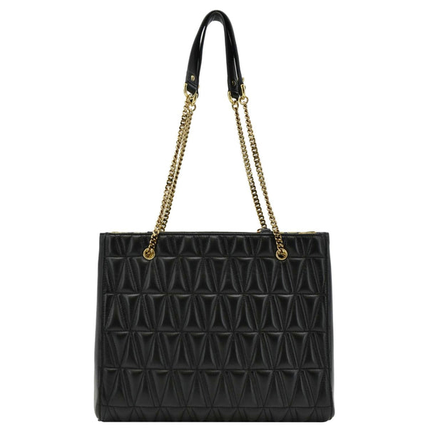 VERSACE First Line Virtus Medium Quilted Leather Tote Bag Black