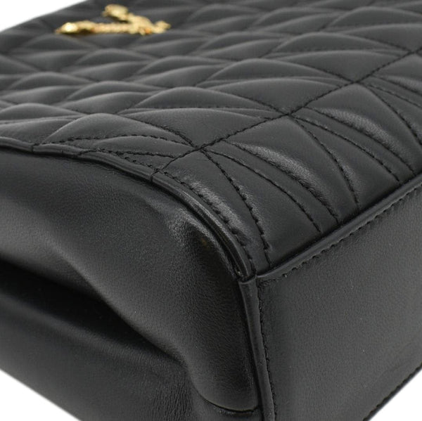 VERSACE First Line Virtus Medium Quilted Leather Tote Bag Black