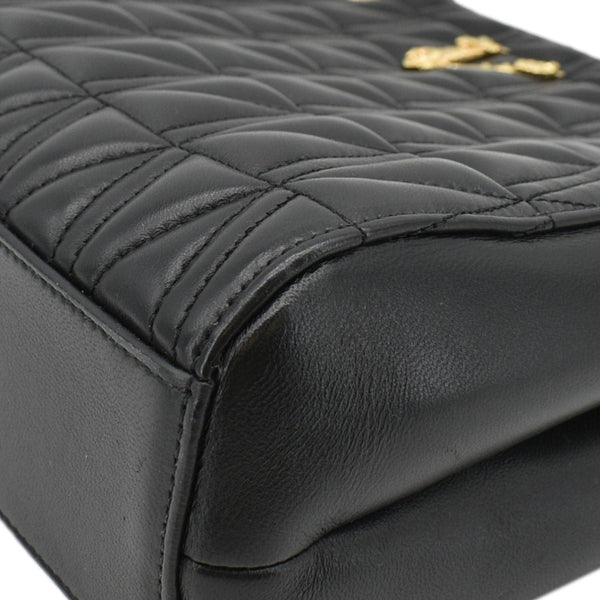 VERSACE First Line Virtus Medium Quilted Leather Tote Bag Black