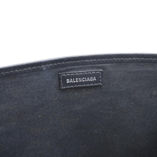 BALENCIAGA  Logo S Navy Cabas Canvas Hobo Bag White