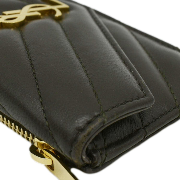 YVES SAINT LAURENT Cassandre Flap Leather Wallet Olive