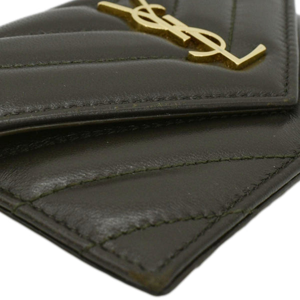 YVES SAINT LAURENT Cassandre Flap Leather Wallet Olive