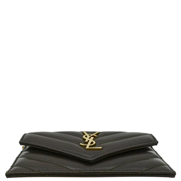 YVES SAINT LAURENT Cassandre Flap Leather Wallet Olive