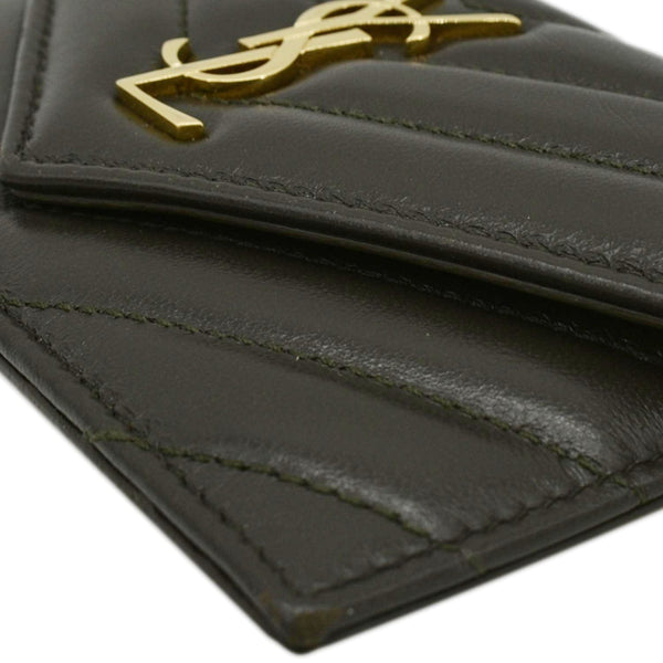 YVES SAINT LAURENT Cassandre Flap Leather Wallet Olive