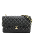 CHANEL Classic Jumbo Double Flap Quilted Caviar Leather Shoulder Bag Black