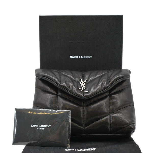 YVES SAINT LAURENT Loulou Small Puffer Leather Pouch Black