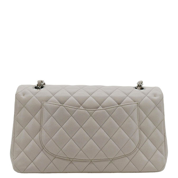 CHANEL Classic Double Flap Medium Quilted Caviar Leather Shoulder Bag White back look