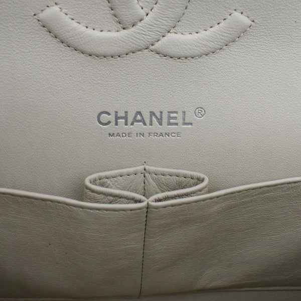 CHANEL Classic Double Flap Medium Quilted Caviar Leather Shoulder Bag White