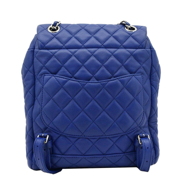 CHANEL Urban Spirit Quilted Leather Backpack Bag Blue back look