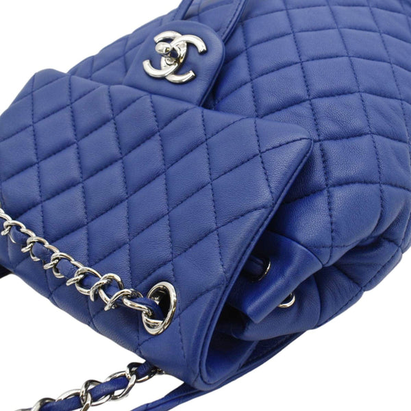 CHANEL Urban Spirit Quilted Leather Backpack Bag Blue corner look