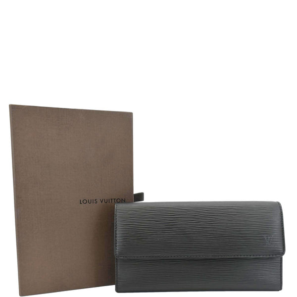 LOUIS VUITTON Epi Leather Long Wallet Black