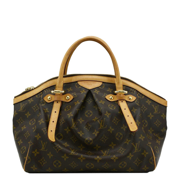 LOUIS VUITTON Tivoli GM Monogram Canvas Satchel Bag Brown front  look