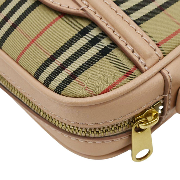 BURBERRY 1983 Knight Check Link Leather Crossbody Belt Bag Pink