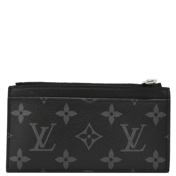 LOUIS VUITTON Monogram Eclipse Canvas Coin Card Holder Black