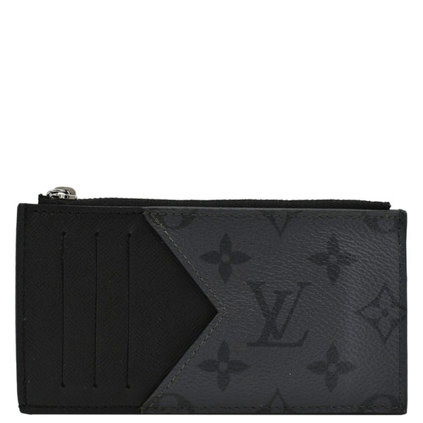 LOUIS VUITTON Monogram Eclipse Canvas Coin Card Holder Black