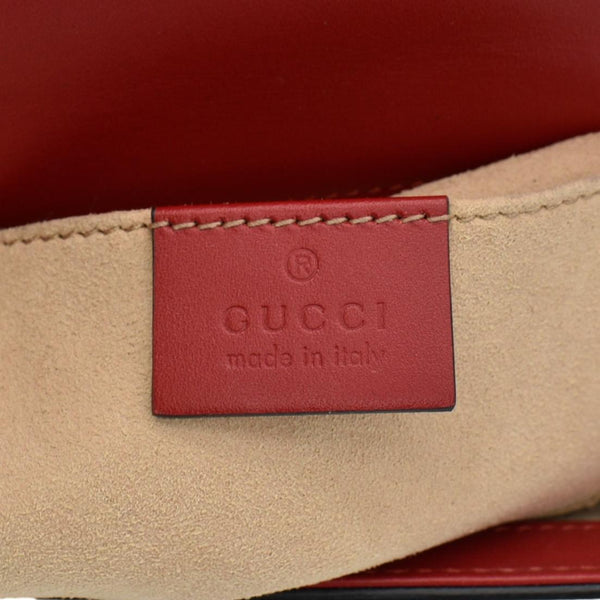 GUCCI Signature Padlock Leather Top Handle Shoulder Bag Red 409487