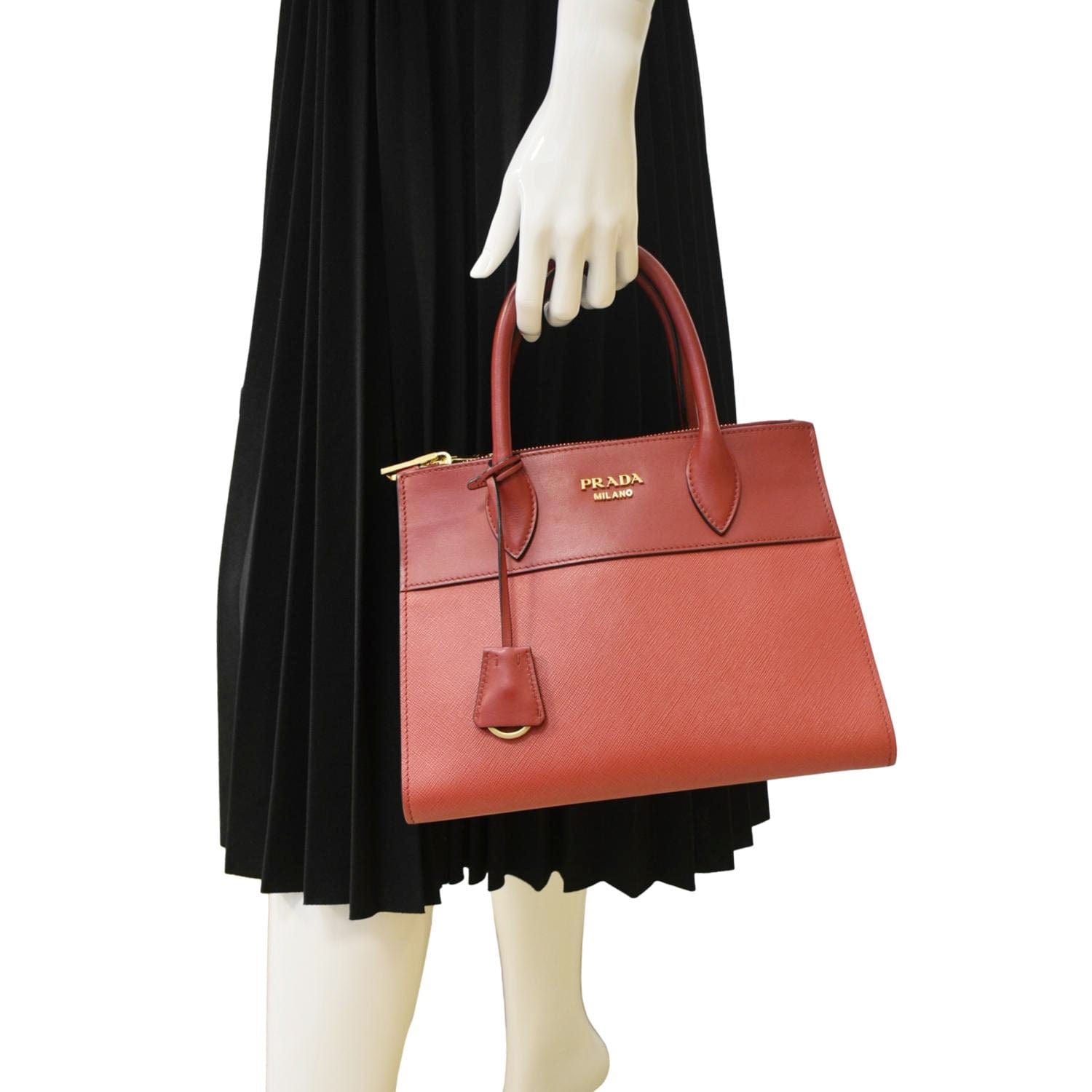 PRADA Paradigme Saffiano Leather Tote Shoulder Bag Red