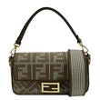 FENDI Houndstooth Baguette Zucca Wool Medium Shoulder Bag Olive front look