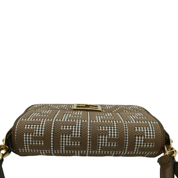 FENDI Houndstooth Baguette Zucca Wool Medium Shoulder Bag Olive upper look