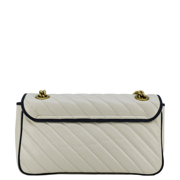 GUCCI GG Marmont Small Diagonal Matelasse Leather Crossbody Bag White 443497