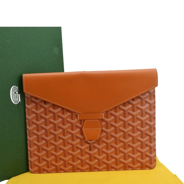 GOYARD Camondo MM Canvas Horizontal Clutch Orange front side