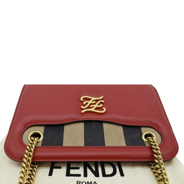 FENDI Karligraphy Pocket Vitello King Nubuck Leather Shoulder Bag Red