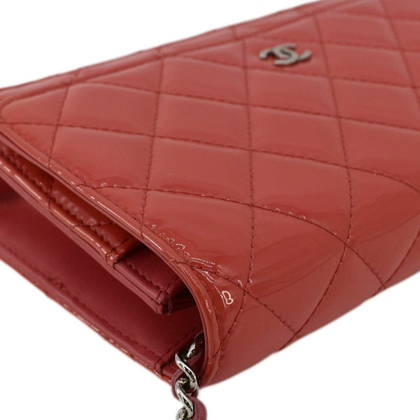 CHANEL WOC Quilted Patent Leather Crossbody Bag Red