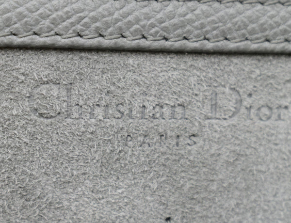 CHRISTIAN DIOR 30 Montaigne 2 in 1 Grained Calfskin Leather Pouch Dark Grey