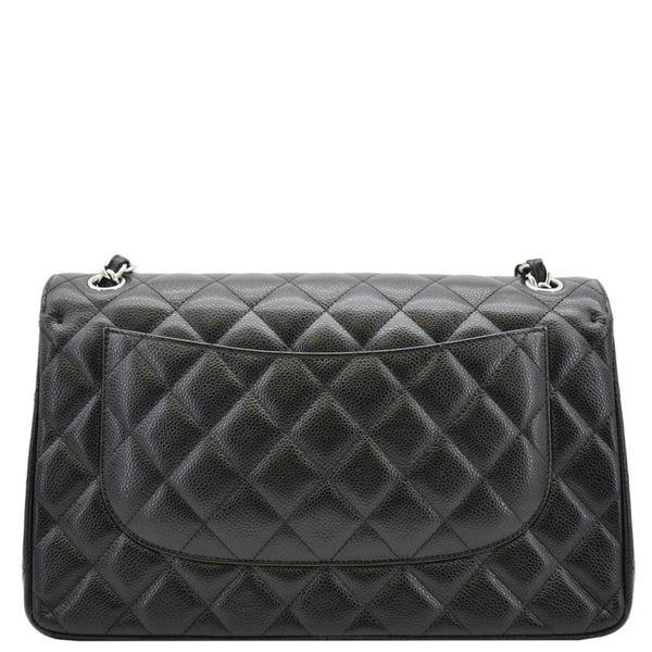 CHANEL Jumbo Double Flap Quilted Caviar back look