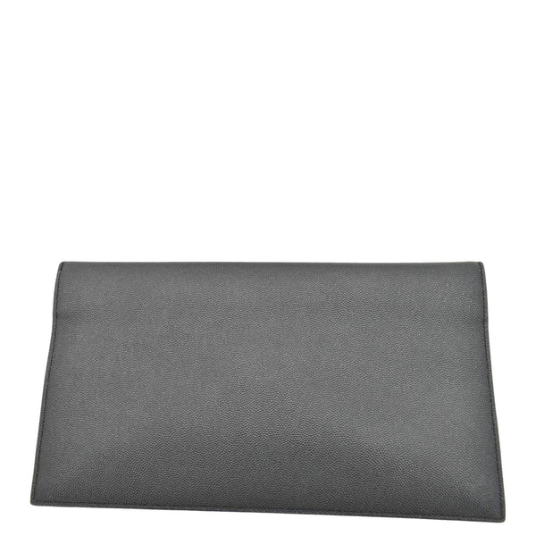 YVES SAINT LAURENT Uptown Envelope Grain De Poudre Leather Clutch Black