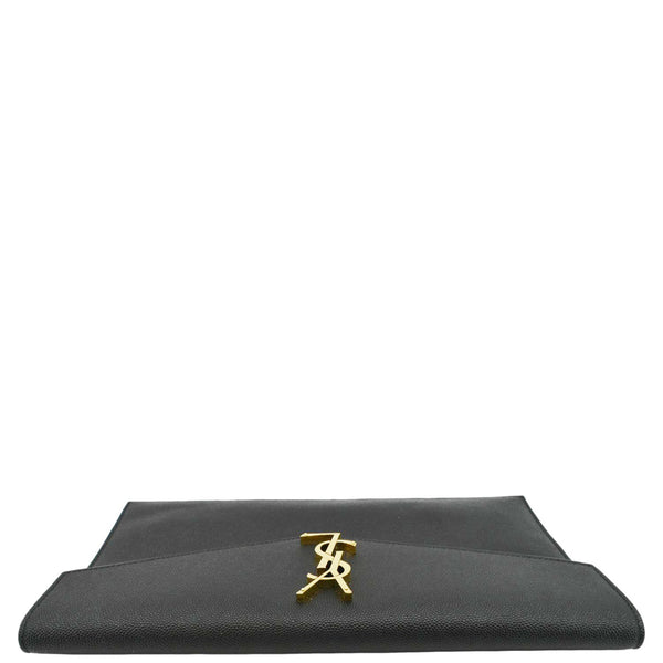 YVES SAINT LAURENT Uptown Envelope Grain De Poudre Leather Clutch Black