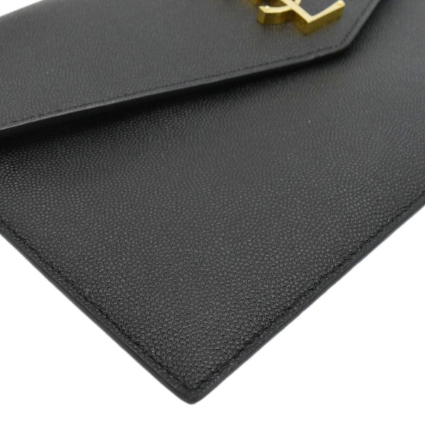 YVES SAINT LAURENT Uptown Envelope Grain De Poudre Leather Clutch Black