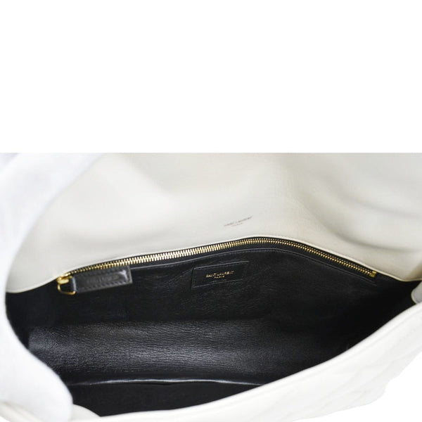 YVES SAINT LAURENT Sade Puffer Quilted  Leather Envelope Clutch Off White