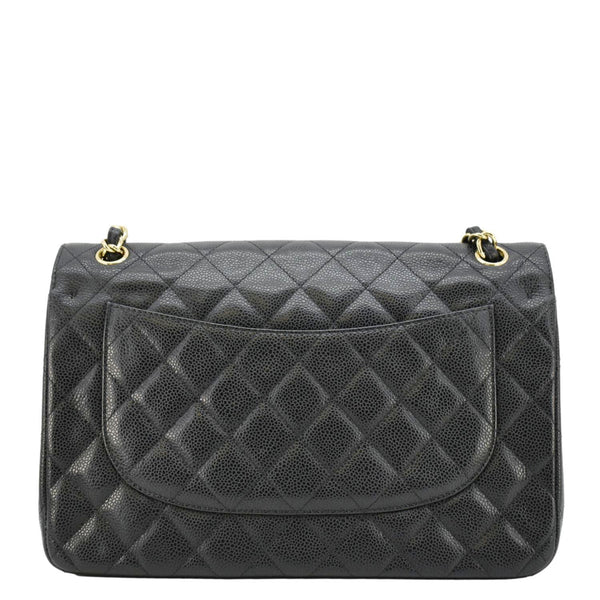 CHANEL Classic Jumbo Double Flap Quilted Caviar Leather Shoulder Bag Black