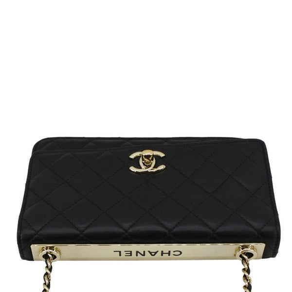 CHANEL Trendy CC Lambskin Leather Wallet On Chain Crossbody Bag Black