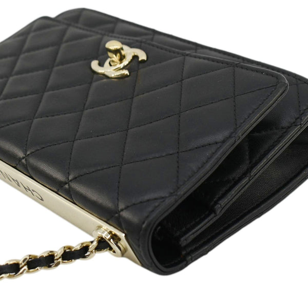 CHANEL Trendy CC Lambskin Leather Wallet On Chain Crossbody Bag Black