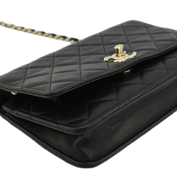 CHANEL Trendy CC Lambskin Leather Wallet On Chain Crossbody Bag Black