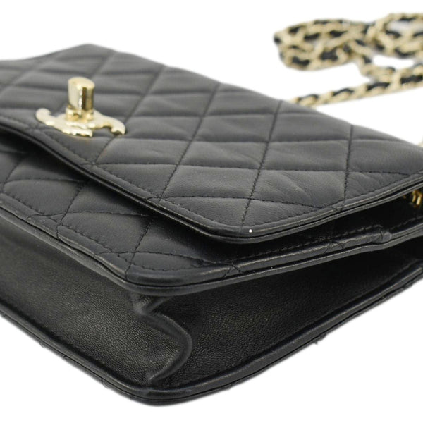 CHANEL Trendy CC Lambskin Leather Wallet On Chain Crossbody Bag Black