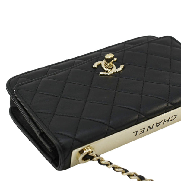 CHANEL Trendy CC Lambskin Leather Wallet On Chain Crossbody Bag Black