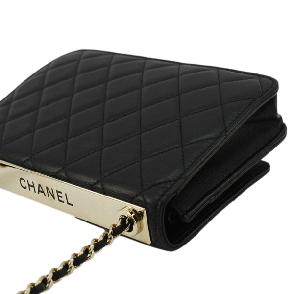 CHANEL Trendy CC Lambskin Leather Wallet On Chain Crossbody Bag Black