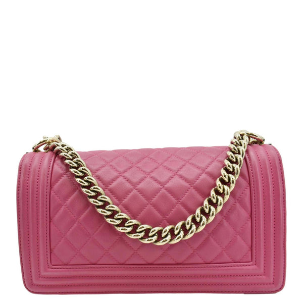 CHANEL Medium Boy Flap Quilted Leather Shoulder Bag Pink