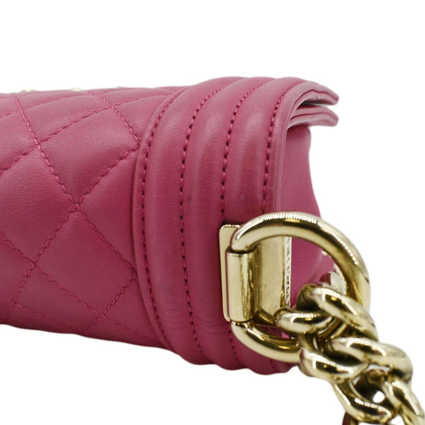 CHANEL Medium Boy Flap Quilted Leather Shoulder Bag Pink