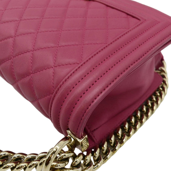 CHANEL Medium Boy Flap Quilted Leather Shoulder Bag Pink