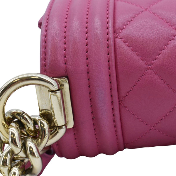 CHANEL Medium Boy Flap Quilted Leather Shoulder Bag Pink