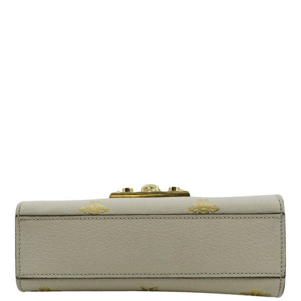 GUCCI Padlock Bee Leather Shoulder Bag Ivory 432182