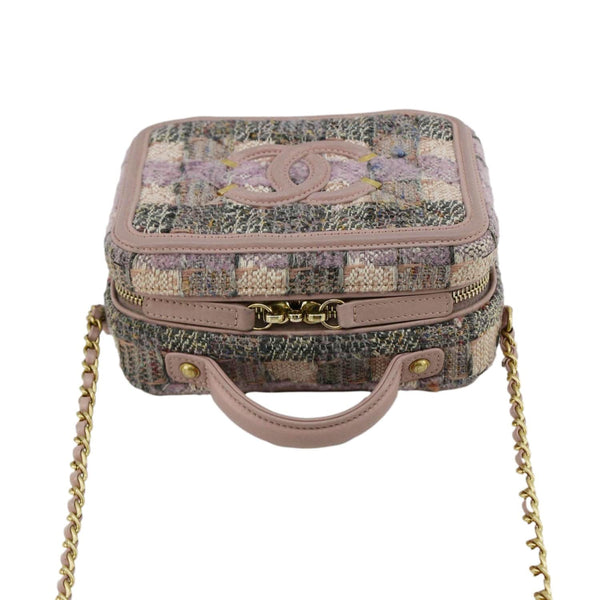 Chanel Filigree CC Small Vanity Case Tweed Shoulder Bag Pink