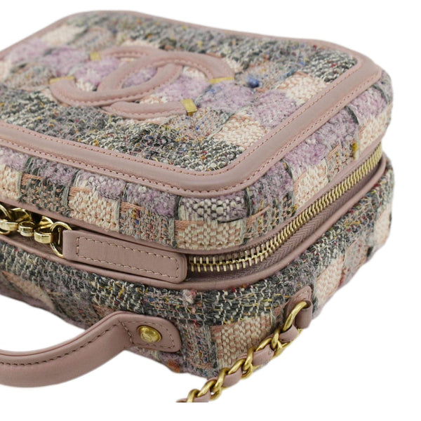 Chanel Filigree CC Small Vanity Case Tweed Shoulder Bag Pink